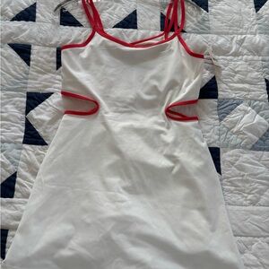 NWT Free People Movement White/red Trim Cut-out Tennis Skirt Dress Size Medium